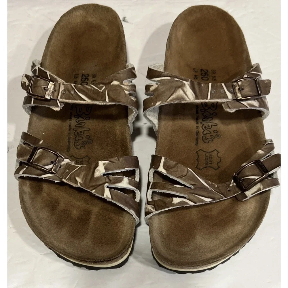 Birkenstock Birki's Grenada Softbed Leather Womens‎ Brown Suede Sandals Buckles